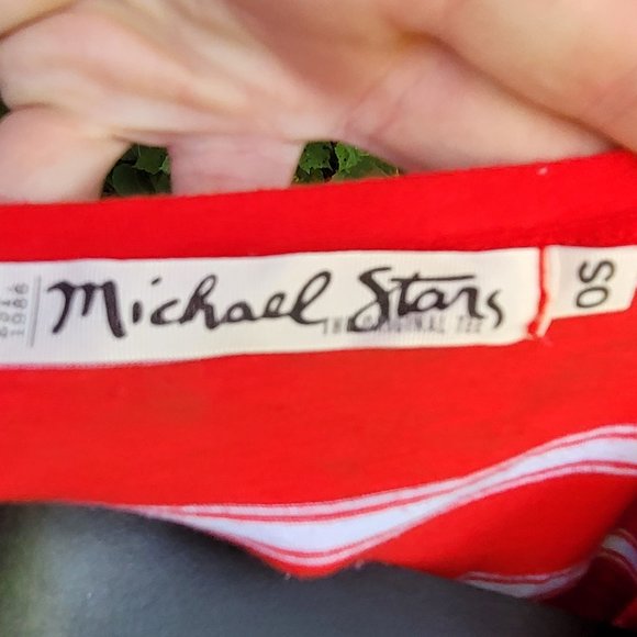 MICHAEL STARS Red/White Stripe Supima T Shirt - Picture 2 of 6